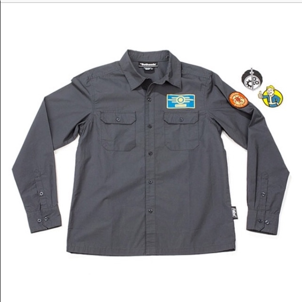 Fallout Vault Tec Worker Shirt W/ Patches Small